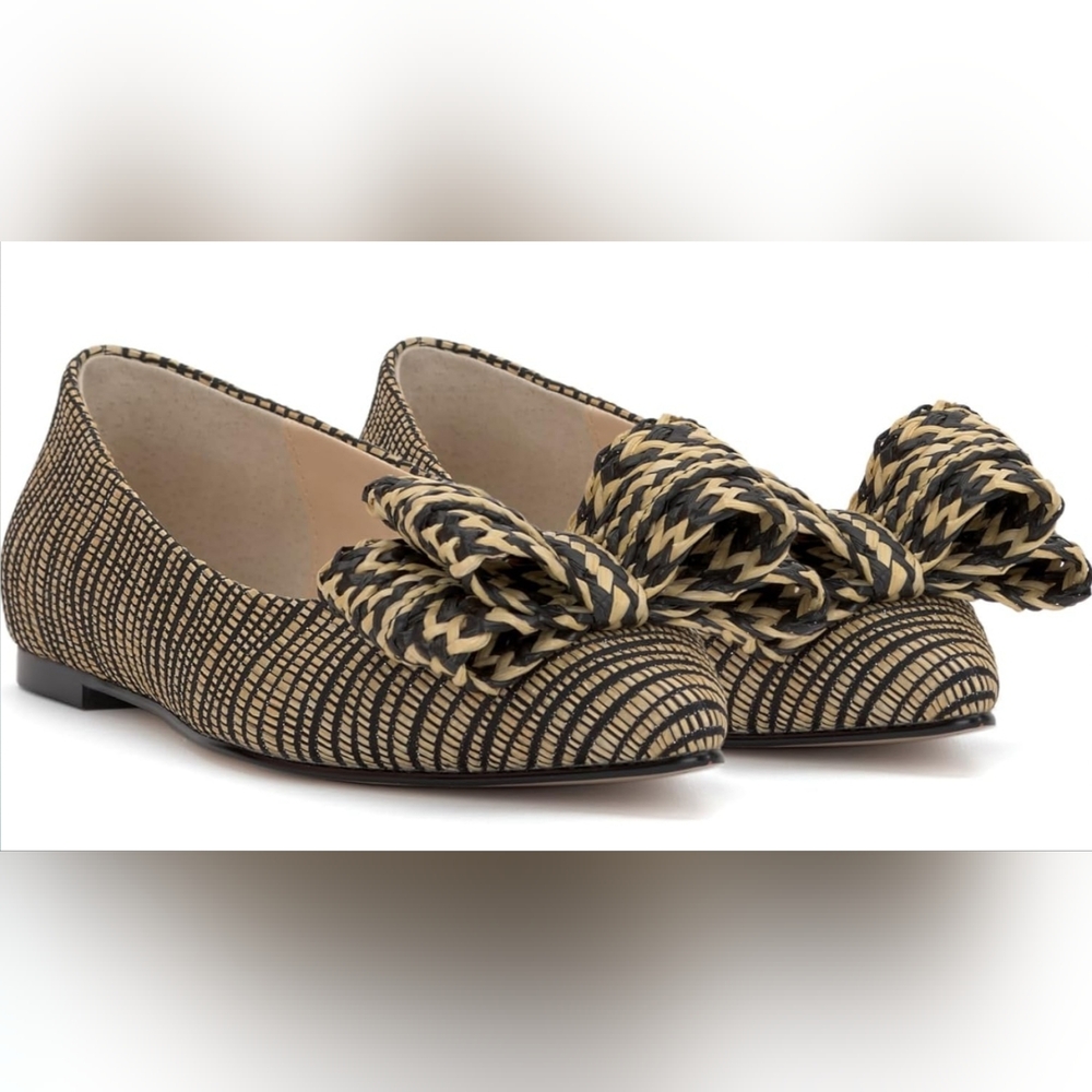 Jessica Simpson Black and Tan Whirzle Bow Ballet Flats Size 8 New in Box